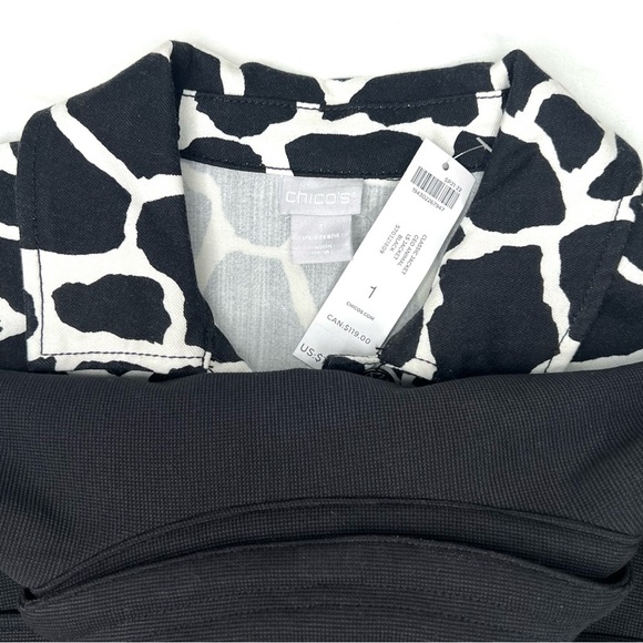 Chico’s Jacket Textured Boxy Button Front Flap Detail Utility Black 8 Medium M - Picture 12 of 15